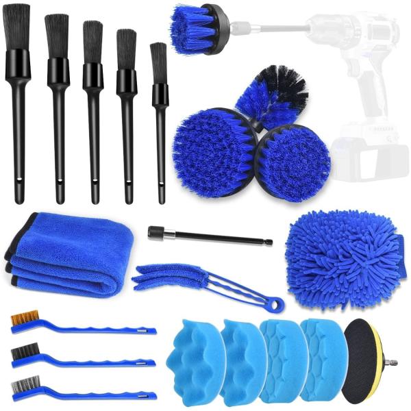 Car Brushes For Detailing 21 Pcs Car Cleaning Tools Kit Buffing Sponge Pads For Wheels Dashboard Interior