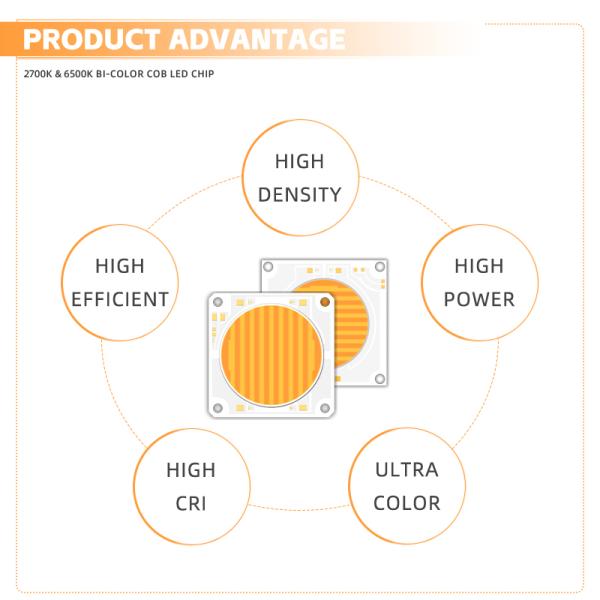 5454 Dimmable 200w 150w Cob Led Chip Dual Color Temperature 2700k 6500k 51-53v 57-60v