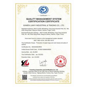 Lianyi International industrial and trading co.,Ltd Certifications