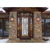 Scroll Work Filled Wrought Iron Glass Door , Single Iron Doors Maintenance Free for sale