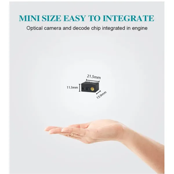 Small Embedded 2D Barcode Scanner with 1280*800 Image Sensor 50mm~750mm Depth of Field and 1.2m Drop Height