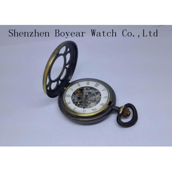 Mechanical Automatic custom Gold Pocket Watches round shape , CE ROHS certification