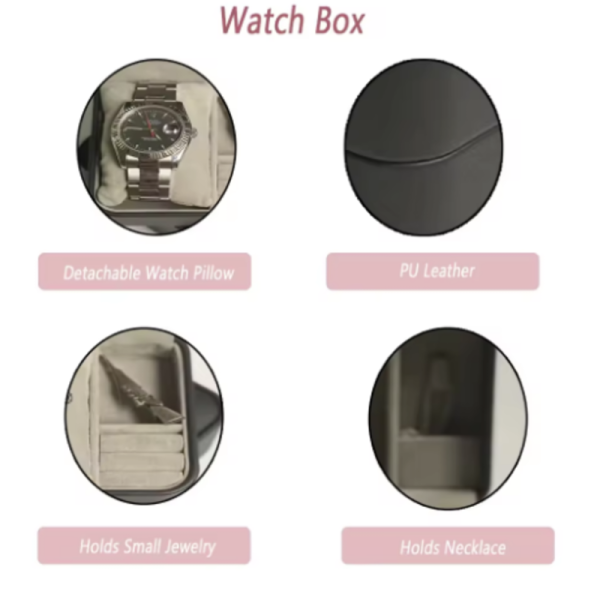 Customizable Logo PU Leather Watch Travel Case Luxury Organizer Leather Watch Briefcase