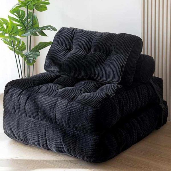Convertible Tufted Reclining Fabric Extendable Single Sofa Bed Folding Chair Modular Corner Couch Portable Living Room