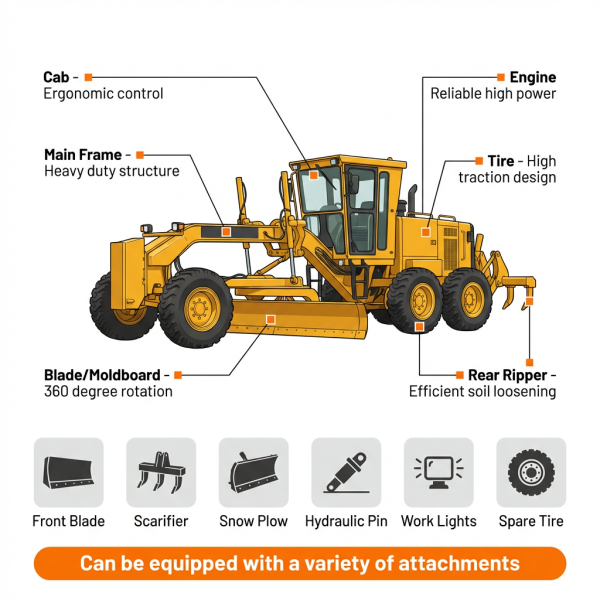 Cat 120g Used Machine Motor Grader Engineering Construction Equipment