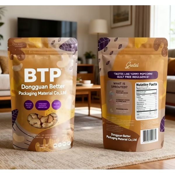 PE PET & CPP Stand-up Packaging Bags with Zipper Composite Window Vacuum Plastic Bag for Nuts for Storage and Preservation