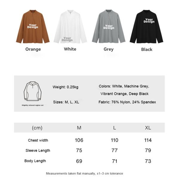Men Long Sleeve Half Zip Raglan Cycling Top, Ice Cool Quick Dry Nylon Spandex Sport Tee, Custom Logo & Private Label OEM