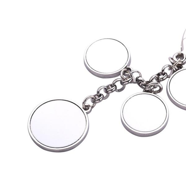 Zinc Alloy Sublimation Blank Metal Key Chain Custom Logo Sublimation Keychains With 4 Round Photo Charms