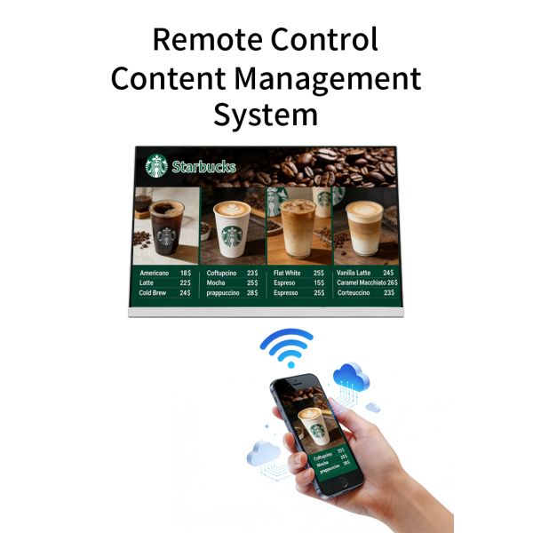 23.8" Digital Menu Board Wall Mounted Smart Advertising Display Electronic Restaurant Screen WiFi Cloud