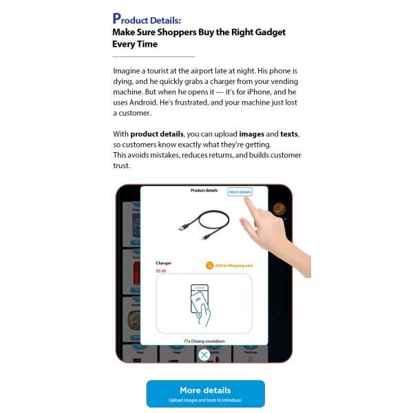 Self-Service Electronics Vending Machine For Charging Cables Phone Accessories Tech Essentials 24/7