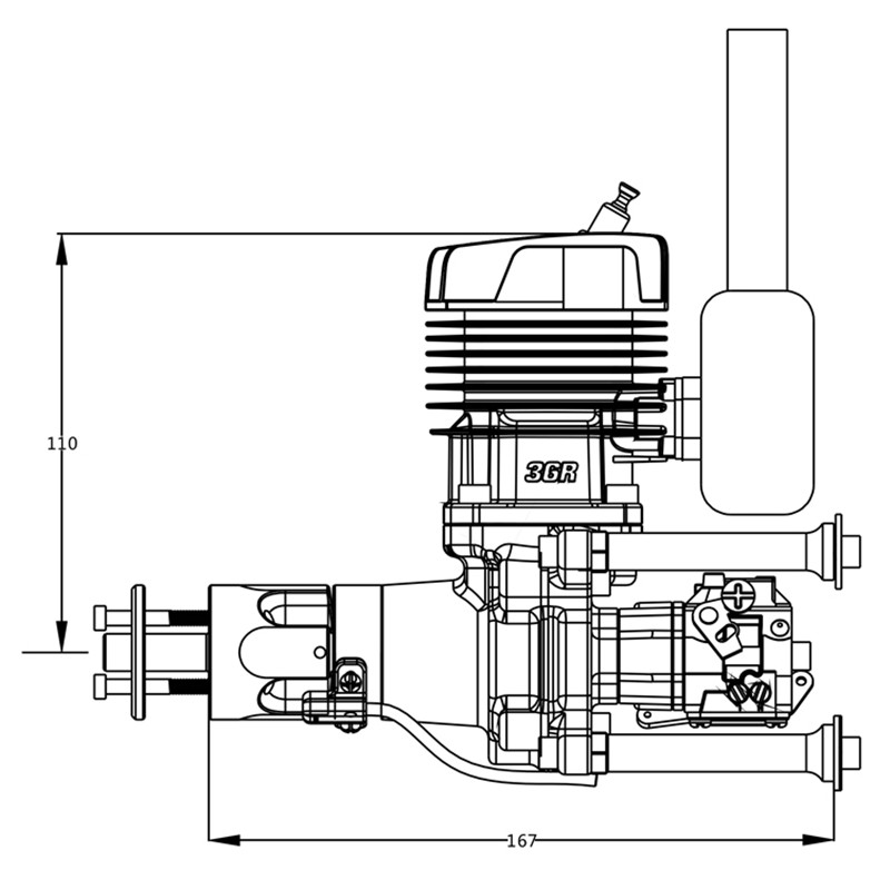 Crrcpro Gp36r Two-Stroke Gasoline Engine Vacuum Pump Double Needle Carburetor Cdi Ignition For 18*10 - 20*8 Two-Blade Propeller