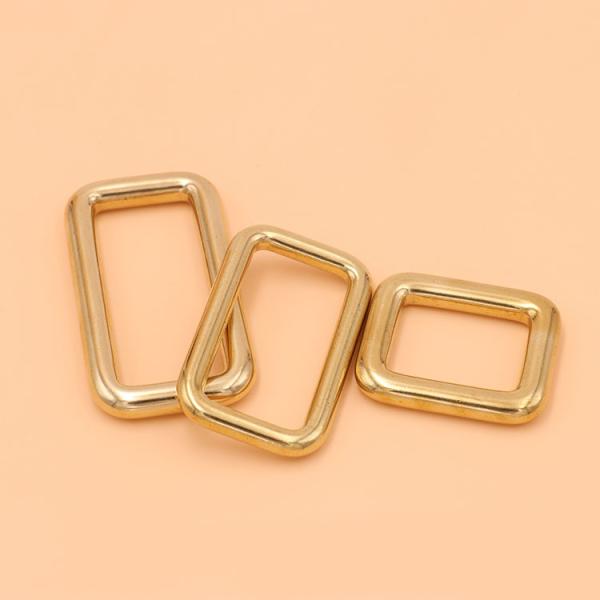Solid brass square ring buckles cast seamless rectangle rings leather craft bag strap buckle garment belt luggage purse DIY