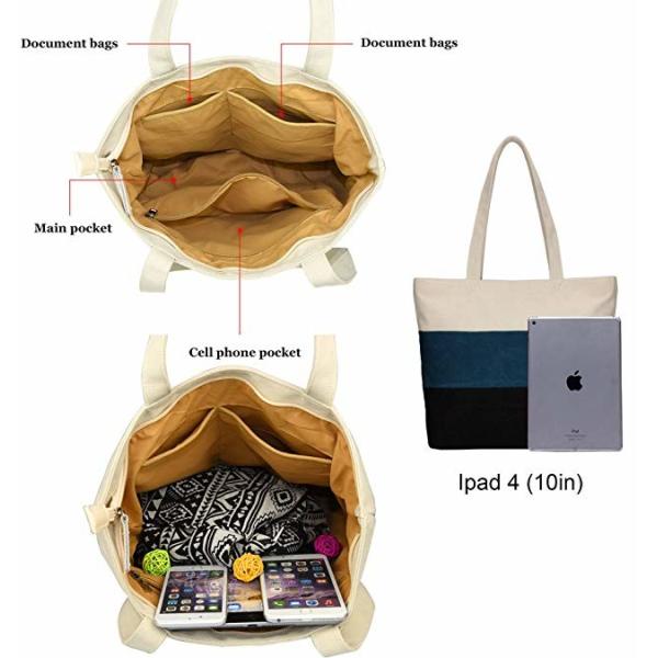 Trendy Durable Custom Printed Tote Bags With Top And Inside Zipper Closure
