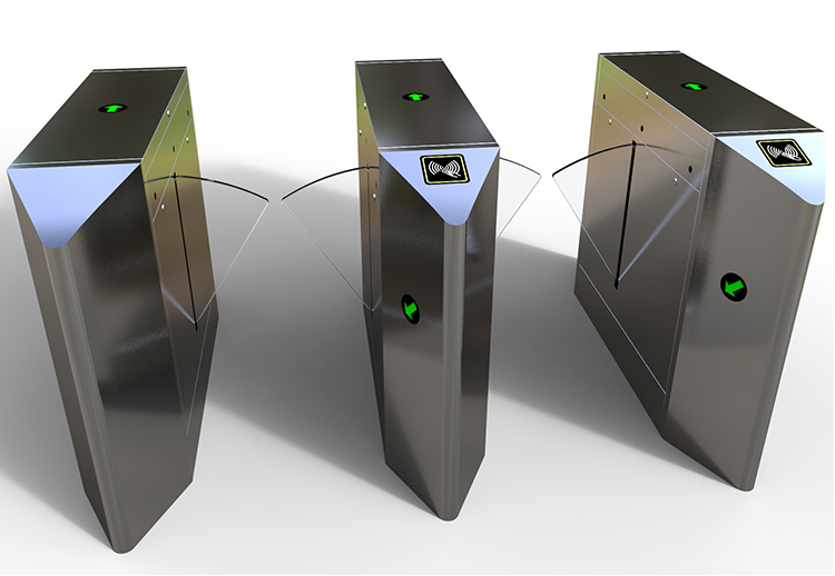 Revolving Flap Barrier Turnstile Gate With Card Reader / Fingerprint Access Control