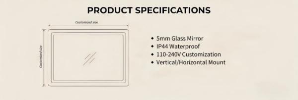 Kingstin Large Rectangle LED Backlit Bathroom Mirror - Anti-Fog Dimmable Vanity Mirror for Modern Luxury Bathroom Decor