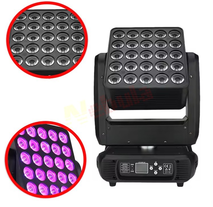 25x12W RGBW LED Matrix Moving Head Light Pixel Mapping Effect Fixture