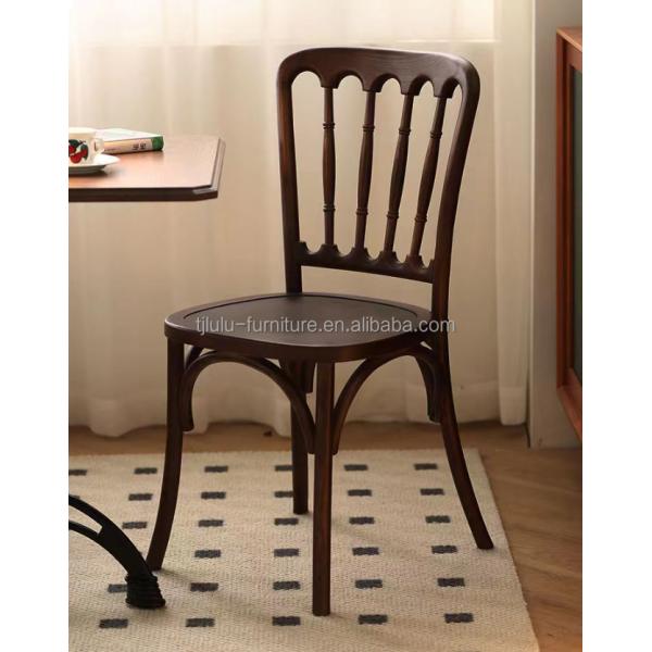Brown Wooden Stackable Dining Chair for Rattan Wedding Ceremonies
