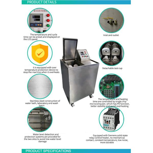 High Performance Rotawash Color Fastness Machine For Textile Testing With Stainless Steel Body And Adjustable Running Time