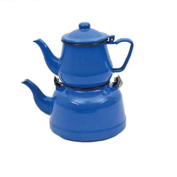 Thickness 0.8mm Enamel Coffee Teapot 800ml Round Shape Tea Pot with High Temperature Logo Printing Technique