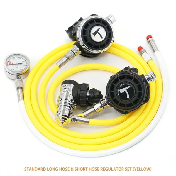 Short Hose Sidemount Scuba Diving Regulator Set Customizable For Underwater Diving