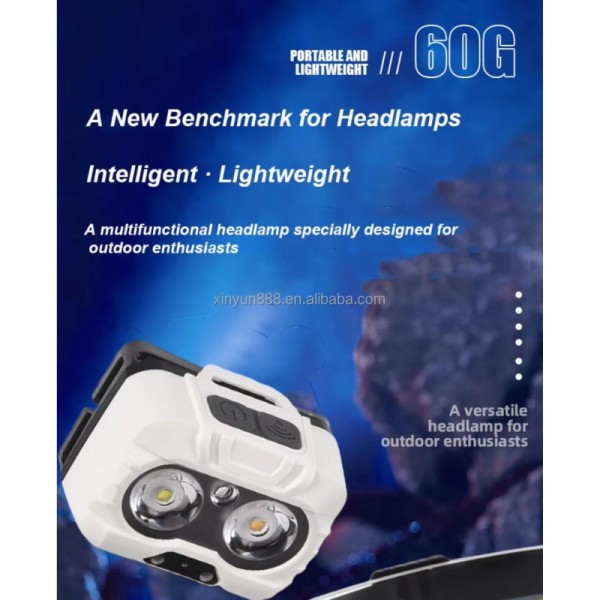 Super Bright Sensing Sensor Headlight 3 Light Source Night Driving Light 3 AAA Battery Powered Camping Emergency Headlight