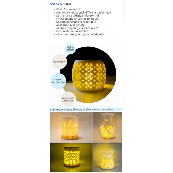 White Ceramic Aromatherapy Wax Melt Burner with Star Pattern Assorted Aromatherapy Tarts Holder Home Use Essential Oil Burner