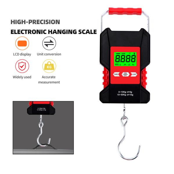 Digital Waterproof Rechargeable Hanging Scale Luggage Scale 50kg 0.01kg LCD Display Fishing Scale With Measuring Tape IP68
