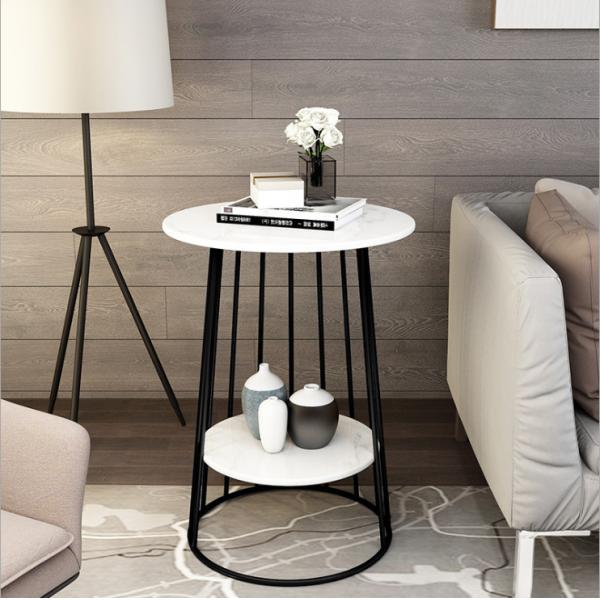 Durable Nice Round Small Coffee Tables Double Marble Tops Stoving Varnish