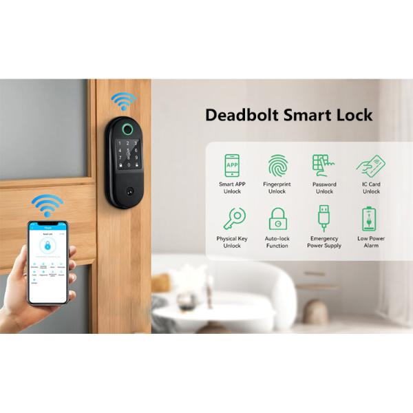 Bluetooth Smart Deadbolt Door Lock Black Ttlock Digital Door Lock