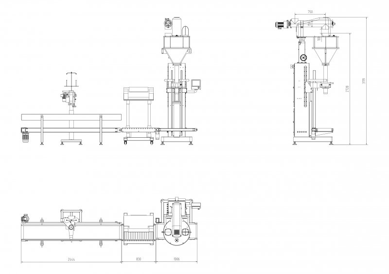 50kg Milk Powder Semi Automatic Flour Packing Machine Bottom Up Filling Bagging Equipment