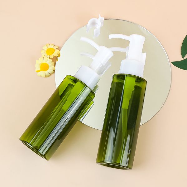 Customizable Food-Grade PET Plastic Cosmetic Bottle with Lockable Pump Head and Transparent Body for Lotion and Makeup Remover Oil