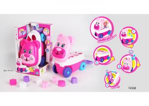 China Pink Building Blocks Educational Toys For Kids Age 3 Years / Animal Trolley Cart on sale