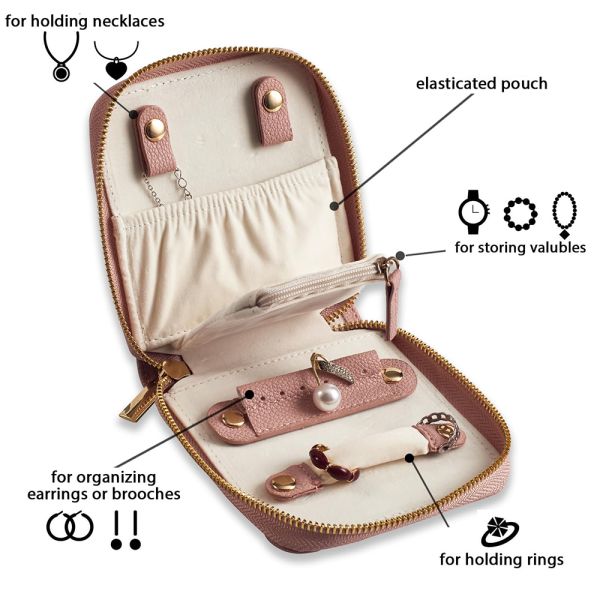 Multi Function Small Leather Jewelry Travel Bag For Ring Necklace Packaging Storage