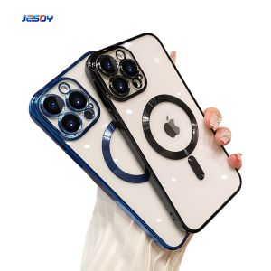 Clear Magnetic TPU Magsafe Phone Case Camera Lens Protector Shockproof For