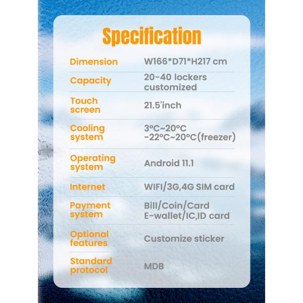 21.5 Inch Touch Screen Locker Vending Machine With Metal Frame Customizable Sticker