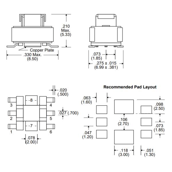 Surface Mount Current Sense Choke for Switching Supply Applications EPC3108G-100