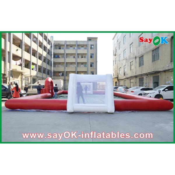 Giant Inflatable Football 10m Big Inflatable Red Football Field WIth Gate Use Strong PVC Material