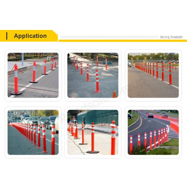 Warning Spring Post PU 750mm Orange Flexible Traffic Bollard Reflective Delineator Post