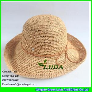 China LDMZ-002 natural raffia crocheted straw hats with braid on sale
