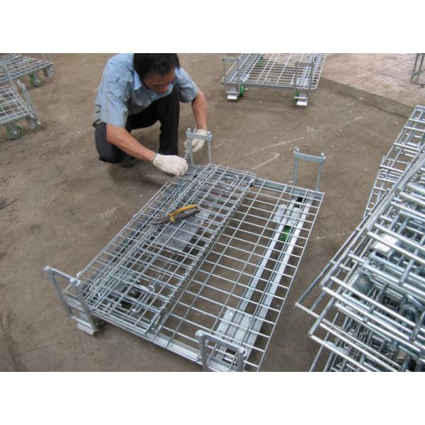 Galvanized Wire Mesh Pallet Cage Foldable Stackable Collapsible Pallet Cages