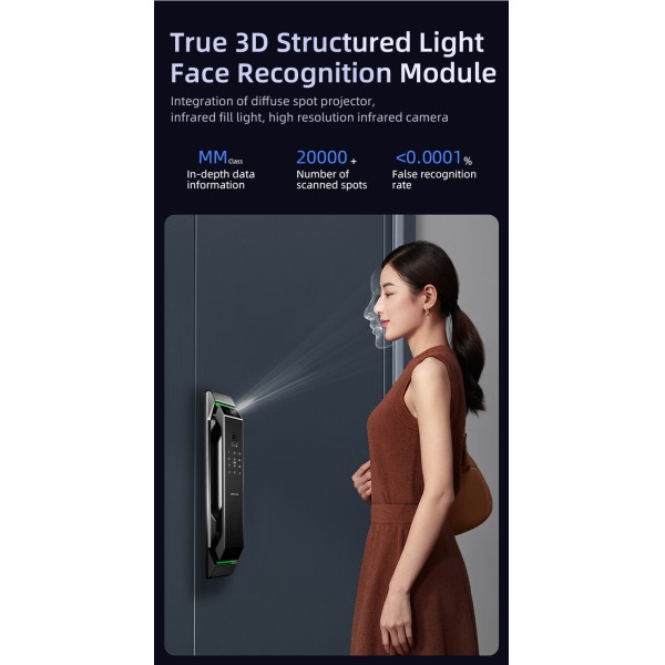 YAGU 3d Face Lock Palm Print Recognition Intelligent Smart Automatic Face and Fingerprint Lock Digital Lock for Home