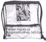 Clear Drawstring Bag - PVC Drawstring Backpack with Mesh Side Pockets for School