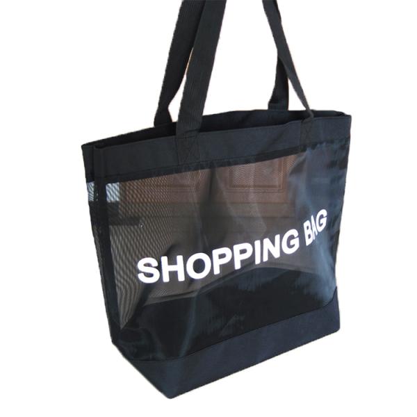 Mesh Beach Bags, Grocery Produce Tote Bag With Zipper & Pockets For Gym, Picnic, Shopping Or Travel