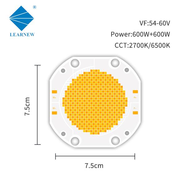 600w+600w Dual Color Cob Led Chip 7575 Dimmable 2700-6500k 54v 60v For Photography Light