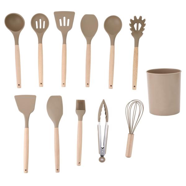 7-Piece Utensil Sets with Wooden Handle and Hanging Hole Heat Resistant up to 240C