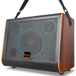 40W 15W*2 Output Wood Portable Bluetooth Speaker With Strap Customized