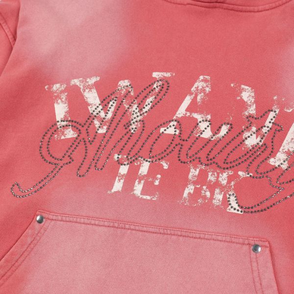 Washed Make Old Worn-out Letter Printed Heavyweight Looped 100% Cotton Breathable Windproof Oversized Fit Hoodie Pocket Winter