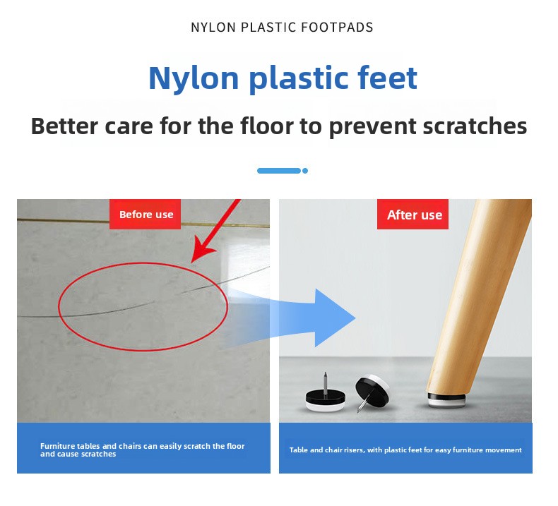 Polyurethane Foot Nails Pads Moisture-Proof Heightening Thickened Double-Layer Black White Sofa Cabinet Table Chair Xiongfeng