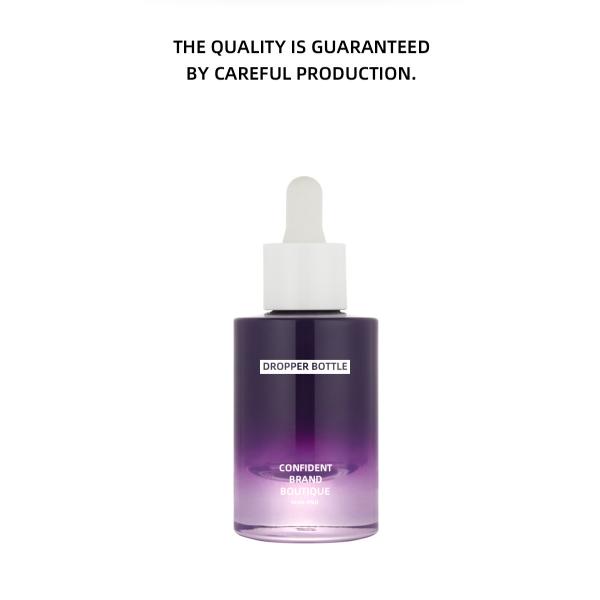 New design small ombre purple white pump 30ml empty serum container dropper bottle