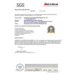 Guangzhou JASU Precision Machinery Co., LTD Certifications